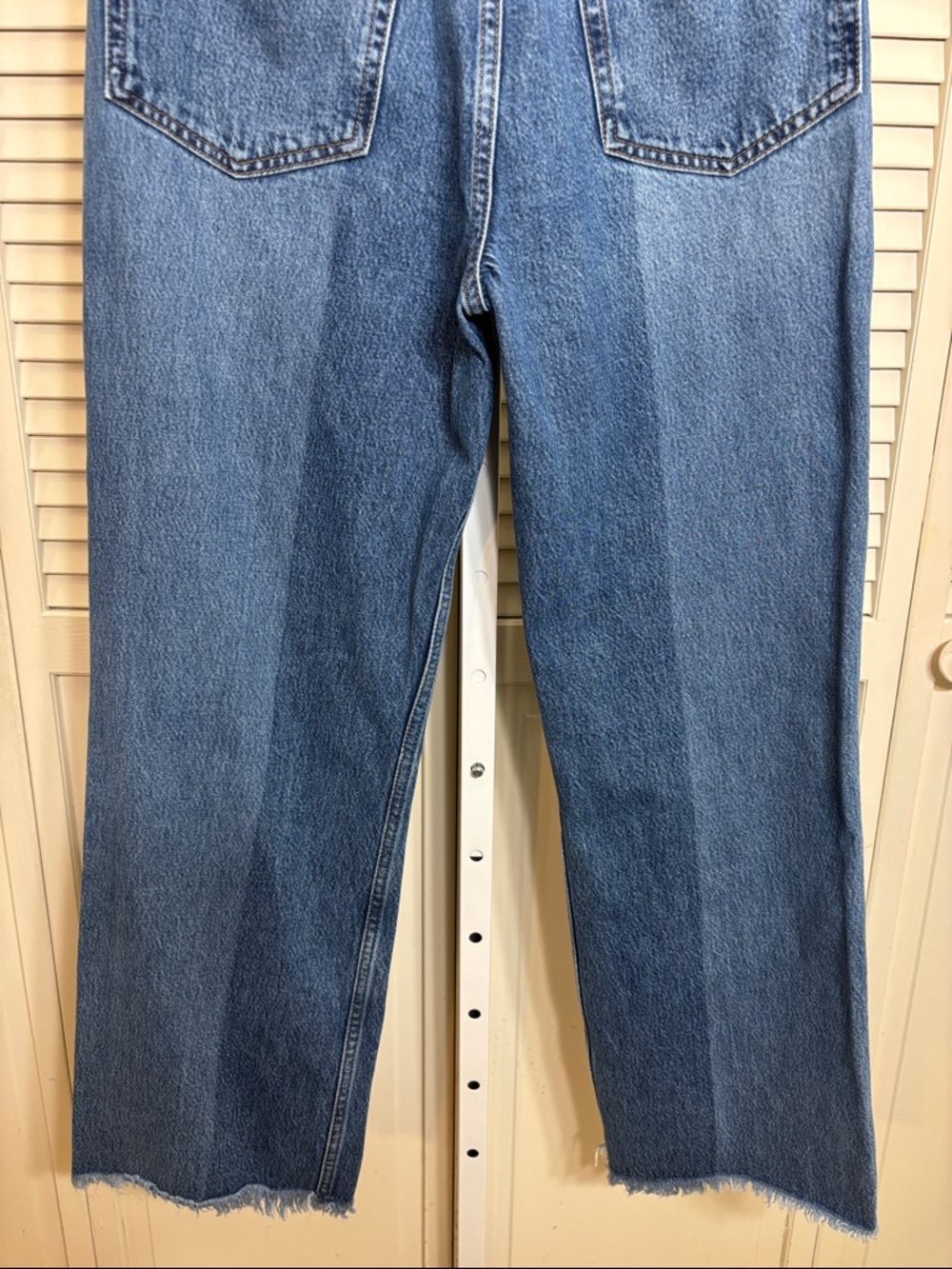 Reformation Two-Tone Reconstructed High Rise Distressed Straight Jeans Sz 30 - Picture 9 of 10
